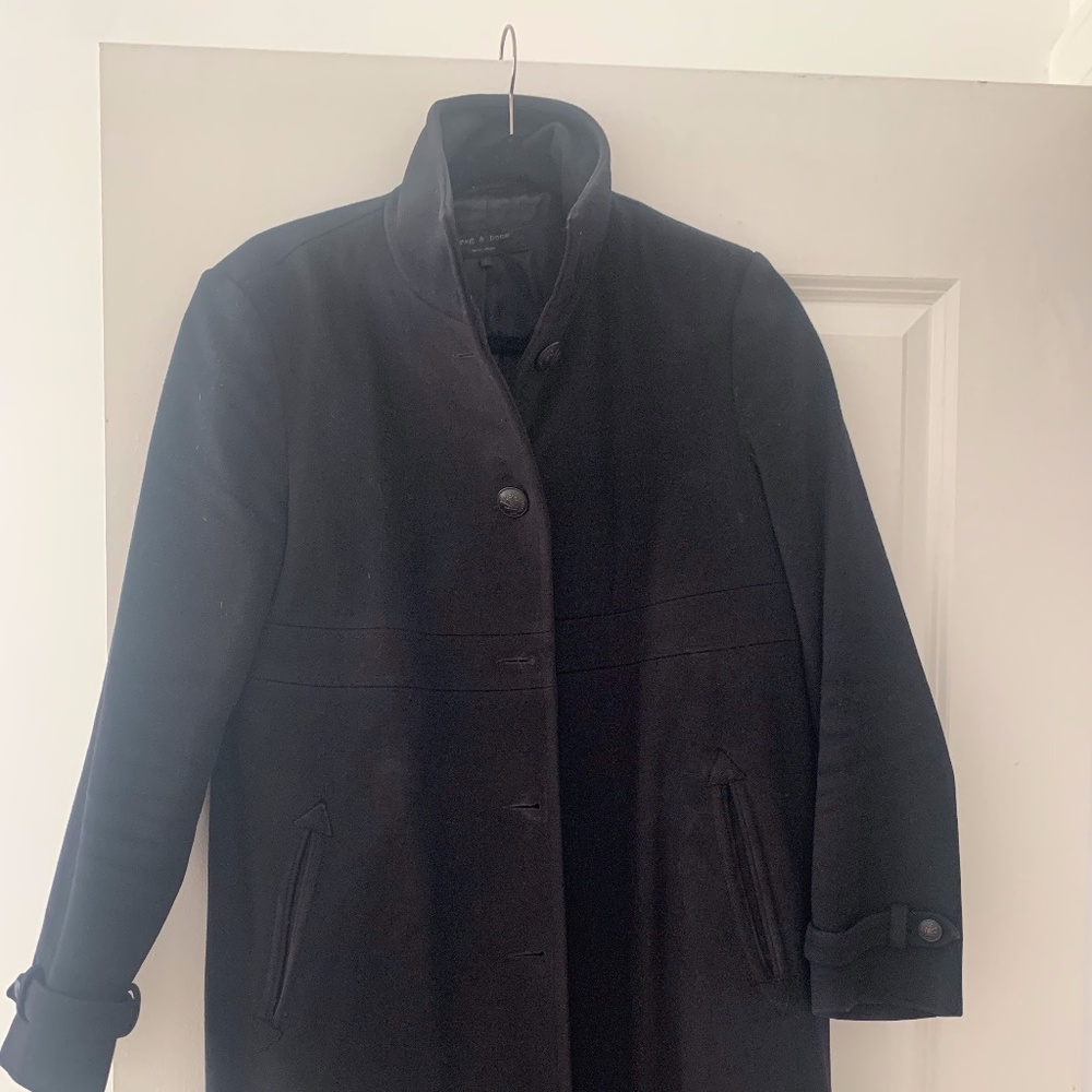RAG AND BONE Black Peacoat - L